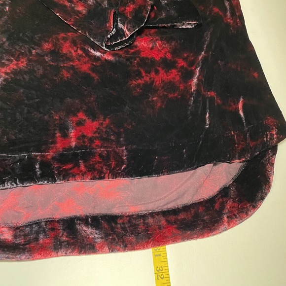 Kyla Seo Silk Blend Velvet Top Black Red Handmade V-Neck Pullover - Picture 12 of 13